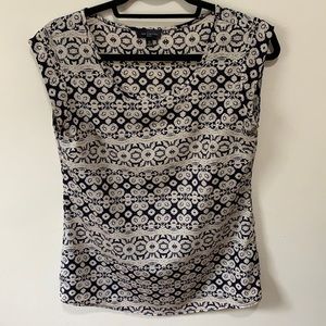 Beautiful blue and off white patterned top